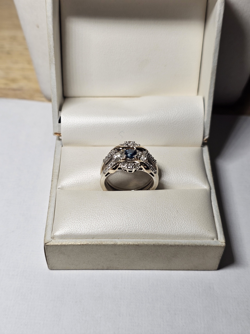14k Gold Sapphire and Diamond  Statement Ring Size 5